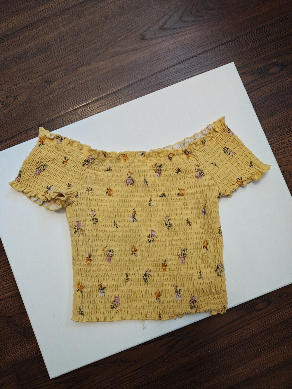 Yellow smocked floral top